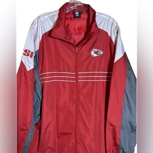 Kansas City Chiefs NFL Red & White Poly Windbreaker Full Zip Jacket, Size Large